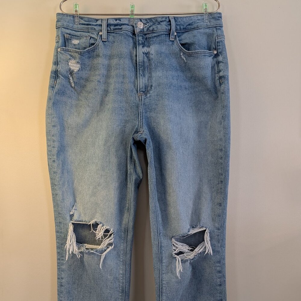 Paige Noella High Rise Straight Distressed Jeans, Ravenna Destructed | 33